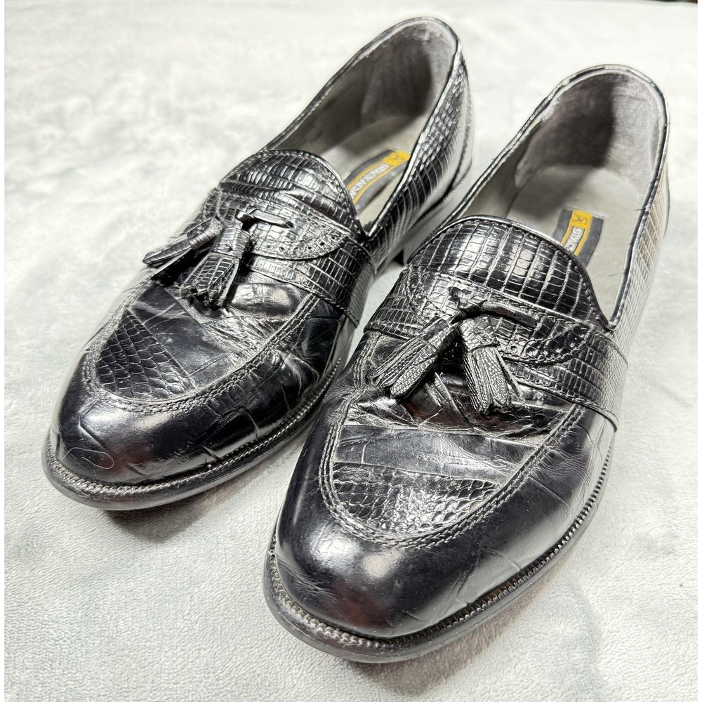 Stacy Adams Shoes Mens Size 7.5M Black Snake Tassel Loafers Dress Slip On Formal